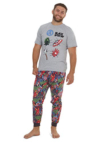 Marvel Conjunto de Pijamas para Hombres Black Widow | Ropa de Dormir de Manga Corta Algodón | Pijama de Hombre Loungewear con Camiseta y Pantalones Cómodo (L)