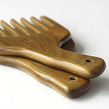 Masaje Peine de madera peine ancho diente verde sándalo peine de bolsillo pequeño cepillo de pelo peine de pelo