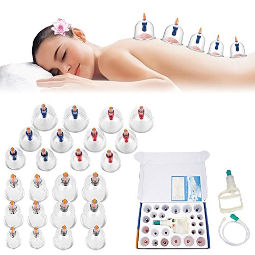 Masaje Ventosa 24 Copa de Vacio Anticelulitico Spa Ahuecamiento masajeador vacio de cuerpo espalda cuello músculos para Alivio dolor de Recuperación de Lesión Tonificación Cuidado de Belleza