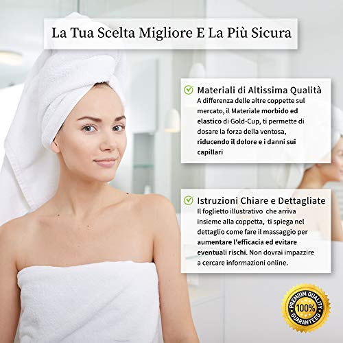 Masajeador anticelulitico natural - anticelulitis ventosa - masaje reafirmante al vacio/masaje profesional Tratamiento de succion/ventosas Masaje Brazos Vientre Abdomen Piernas Glúvacio - Gold-Cup