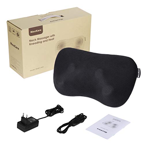 Masajeador de Cuello para Hombro Espalda y Cervical Cojín de Masaje con Función de Calor Los Nódulos de Amasamiento Profundo 3D giran para Relajar Lumbares y Piernas para Casa Oficina Auto Uso