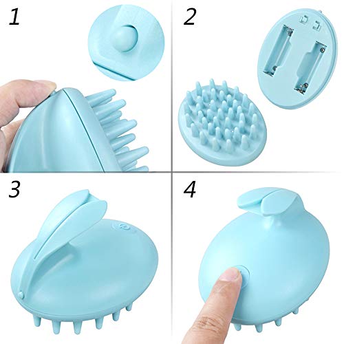 Masajeador de Cuero Cabelludo, DAREN&KIWI Masajeador de Cabeza Vibración Resistente al Agua, Masajeador/Cepillo de Ducha para Cabello, Limpio Profundo y Relajante Muscular (Azul)