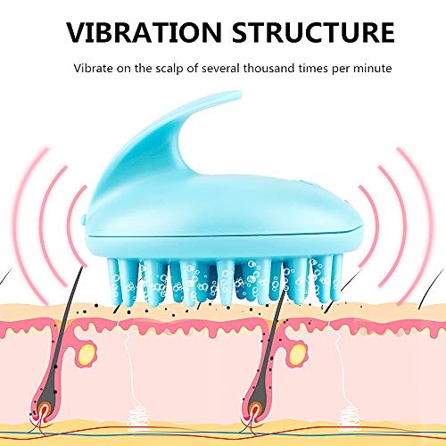 Masajeador de Cuero Cabelludo, DAREN&KIWI Masajeador de Cabeza Vibración Resistente al Agua, Masajeador/Cepillo de Ducha para Cabello, Limpio Profundo y Relajante Muscular (Azul)