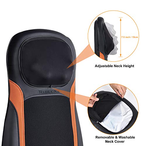 Masajeador de Espalda Shiatsu Sillon Masaje con Función Calor - Masajeador Cervical y Espalda con 3 Zonas de Masaje, Cuello Ajustable, Vibración Cojín de Asiento para Aliviar el Dolor Muscular