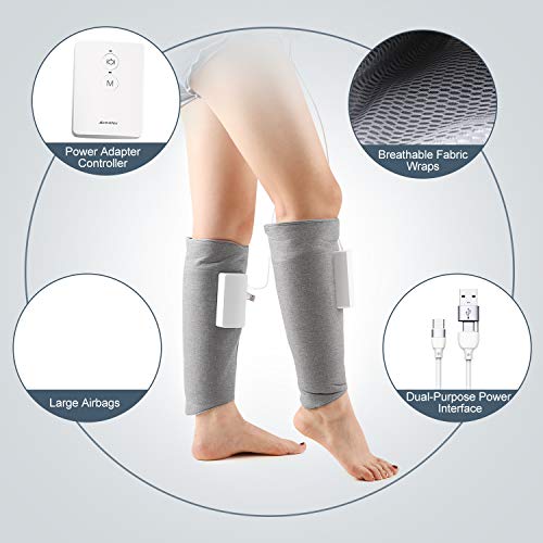 Masajeador de Piernas, Arealer Masaje de Compresión de Aire para Brazos Rodillas y Pies con 3 Modes de Masaje e Intensida, Relajar Músculos Aliviar Edema.