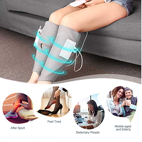 Masajeador de Piernas, Arealer Masaje de Compresión de Aire para Brazos Rodillas y Pies con 3 Modes de Masaje e Intensida, Relajar Músculos Aliviar Edema.