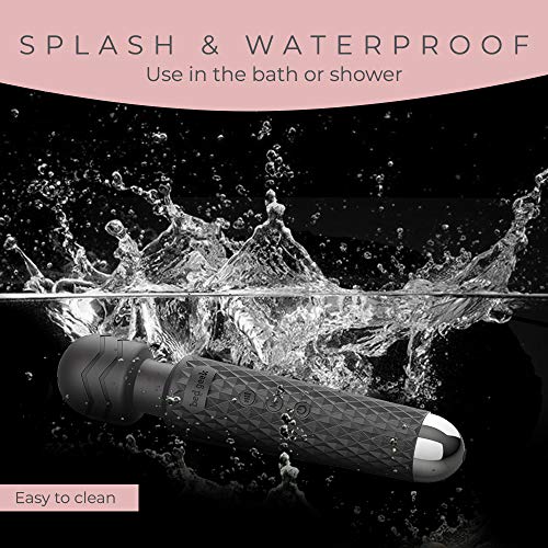 Masajeador de Varita con Nueva Característica de Memoria de bed geek Masaje Eléctrico de Mano Inalámbrico Varita de Silicona Suave 20 Patrones 8 Velocidades Negro