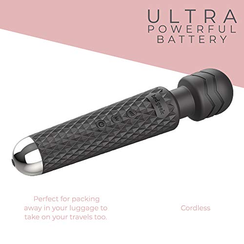 Masajeador de Varita con Nueva Característica de Memoria de bed geek Masaje Eléctrico de Mano Inalámbrico Varita de Silicona Suave 20 Patrones 8 Velocidades Negro