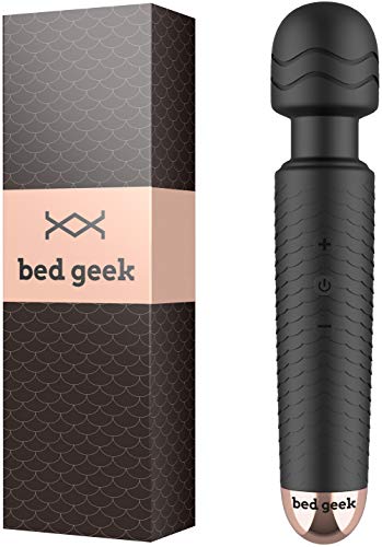 Masajeador de Varita de bed geek Inalámbrico de mano Masaje eléctrico Piel Suave Silicona 25 patrones USB resistente al agua Alivio de estrés Recargable Recuperación deportiva Negro