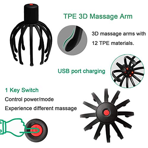Masajeador Del Cuero Cabelludo, Masajeador Del Cuero Cabelludo Eléctrico Con 2 Modos De Vibración Y Función De Apagado Automático, Masajeador De Cabeza Recargable Usb Manos Libres Para Relajación Prof