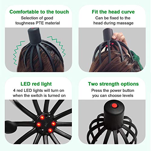 Masajeador Del Cuero Cabelludo, Masajeador Del Cuero Cabelludo Eléctrico Con 2 Modos De Vibración Y Función De Apagado Automático, Masajeador De Cabeza Recargable Usb Manos Libres Para Relajación Prof