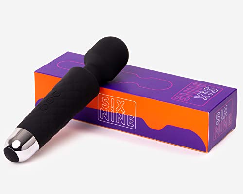 Masajeador Eléctrica Recargable Wand Massager - Con 20 patrones de vibración y 8 velocidades - Carga por USB - de Six Nine (Negro)