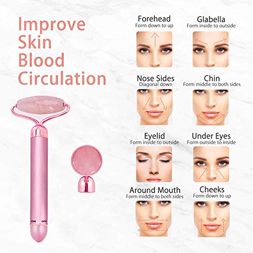 Masajeador facial con rodillo de jade eléctrico 2 en 1, kit de rodillo facial con barra de belleza Nature Quartz, piedra de masaje para ojos y brazos