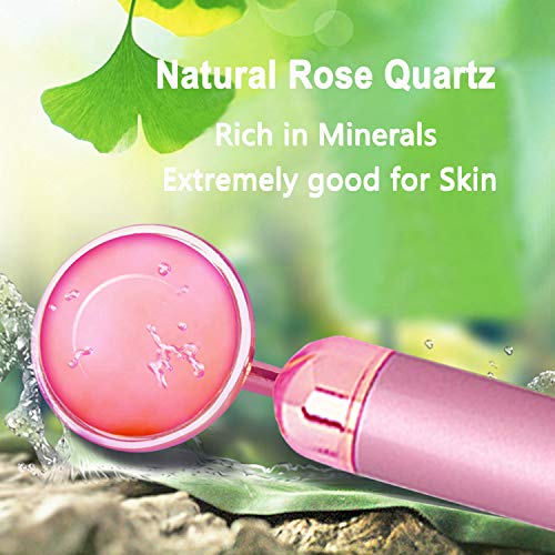 Masajeador facial con rodillo de jade eléctrico 2 en 1, kit de rodillo facial con barra de belleza Nature Quartz, piedra de masaje para ojos y brazos