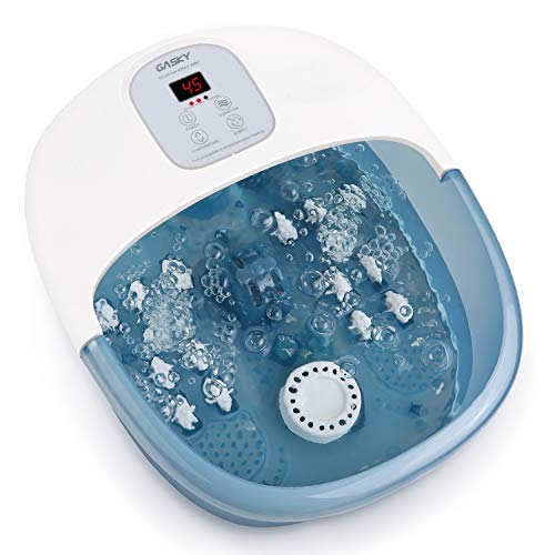 Masajeador para baños de pies con burbujas de calor y vibración, 14 rodillos de masaje Shiatsu, Tina de pedicura de temperatura ajustable para uso en el hogar