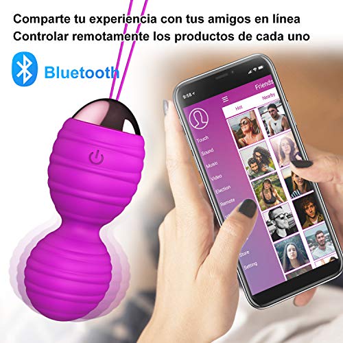 Masajeador Portátil con APP de Control Inalámbrico Ejercitador suelo pélvico Kegel con APP, Masajeador de Control Remoto Bluetooth con App para iOS y Android