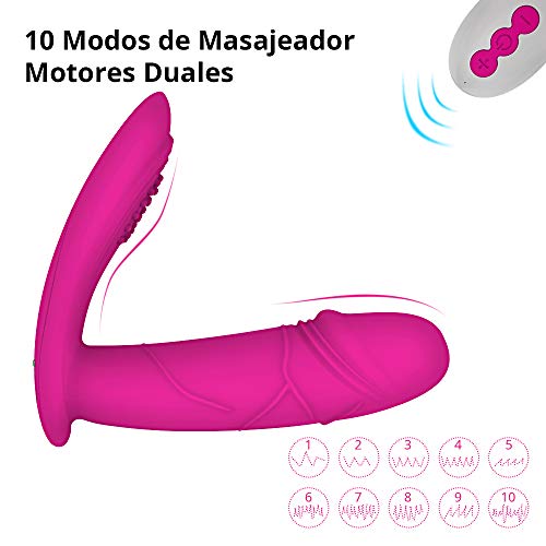 Másajéádor Portatil, Másajéádor Actualizado con Mandó a Distancia para Mujéres, 10 Modos de Másájé, Recargable USB Magnético Cable Cargador, Material de Sílíconá, 100% Impérmeable, Calefaccion