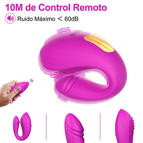Masajeador Portátil Mujer para la Relajación, Masajeador Inalámbrico con 12 Modos de Masaje y Motor Dual, Silicona Médica, 100% Impermeable, USB Rápido Recargable