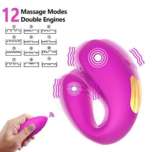 Masajeador Portátil Mujer para la Relajación, Masajeador Inalámbrico con 12 Modos de Masaje y Motor Dual, Silicona Médica, 100% Impermeable, USB Rápido Recargable