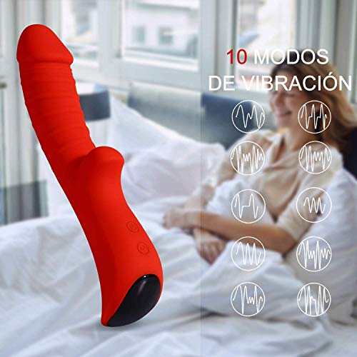 Masajeador Silicona,Eléctrica Massager,10 patrones,Carga por USB