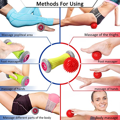 Masajeadores de Pies - RIGHTWELL Rodillo Masaje Pies y Masajeadores de Pelotas para Fascitis Plantar,Músculo,Cervical, Espalda, Nalgas, Hombro, Brazos