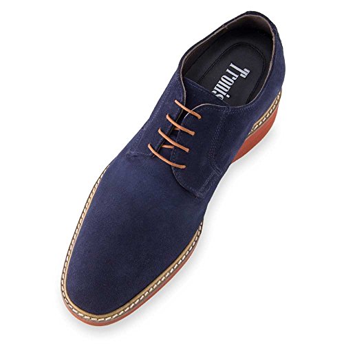 Masaltos Zapatos de Hombre con Alzas Que Aumentan Altura Hasta 7 cm. Fabricados EN Piel. Modelo Corby A Azul 38