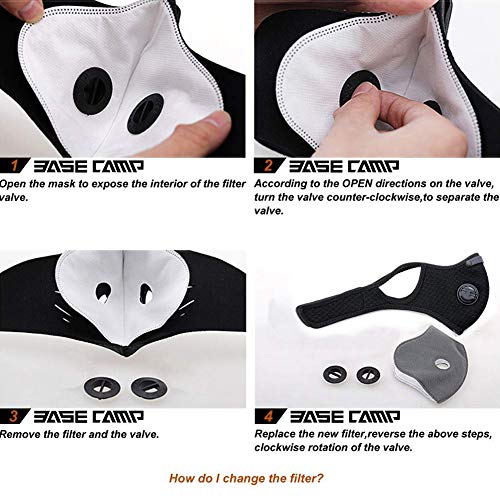 Máscara Carbono Activado a Prueba de Polvo, Carbono Extra activados y 2 Válvulas para Gas de Escape, alergia al Polen, PM2.5, Correr, Ciclismo, Actividades al Aire Libre