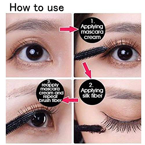Máscara de maquillaje en crema para pestañas Nicebelle DDK 4D impermeable, color negro, extensiones de pestañas, estilo extralargo, máscara lavable con agua caliente