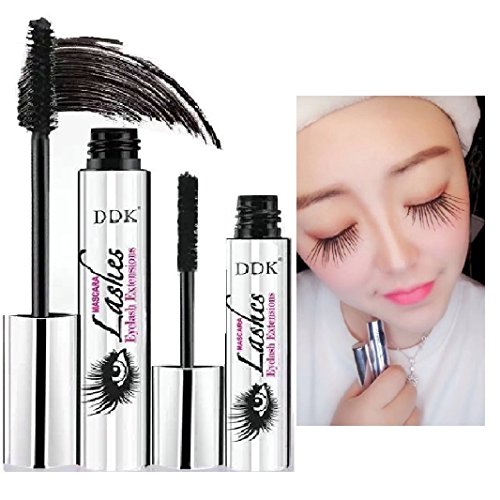 Máscara de maquillaje en crema para pestañas Nicebelle DDK 4D impermeable, color negro, extensiones de pestañas, estilo extralargo, máscara lavable con agua caliente