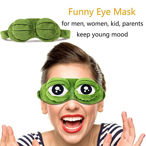 Máscara de ojo / gafas de sueño, CLKJCAR Rana Máscara de ojo, correas ajustables para los hombros y bolsillos interiores para amigas, hombres, mujeres, familias y niños (protección para los ojos)
