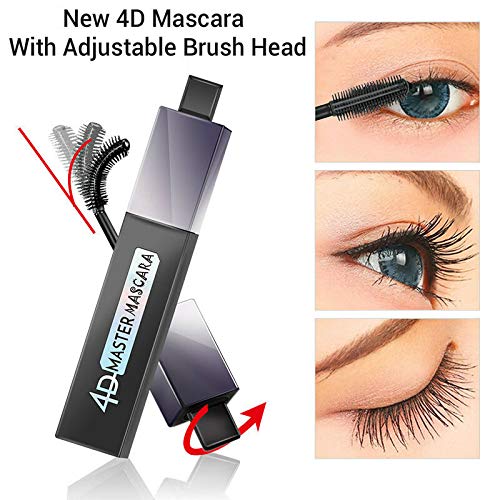 Máscara de pestañas 360 Max Curve con fórmula seda 4D, color negro, resistente al agua, para pestañas extra largas, alargamiento natural y mayor espesor.