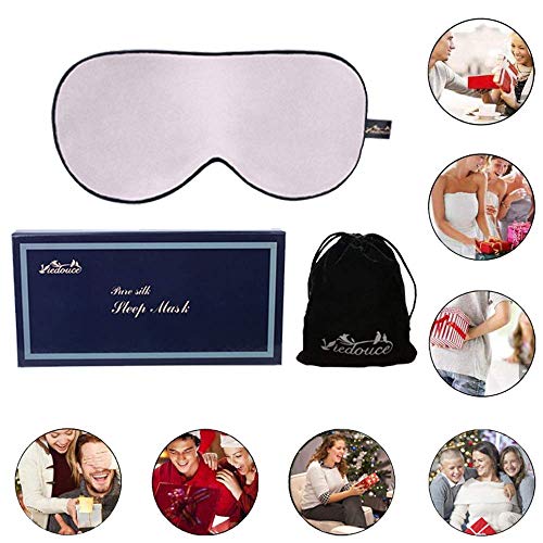 Máscara de Sueño, Antifaz para Dormir,Máscara de Noche,Ergonómico Máscara de Viaje Máscara para Los Ojos100% Seda Natural Opaco Ultra-douce para Dormir con Bolsa de Viaje