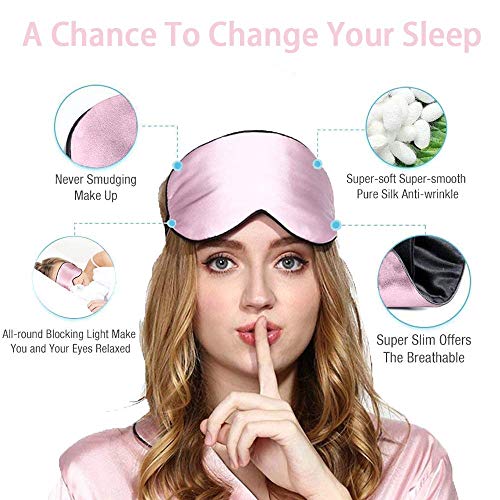 Máscara de Sueño, Antifaz para Dormir,Máscara de Noche,Ergonómico Máscara de Viaje Máscara para Los Ojos100% Seda Natural Opaco Ultra-douce para Dormir con Bolsa de Viaje