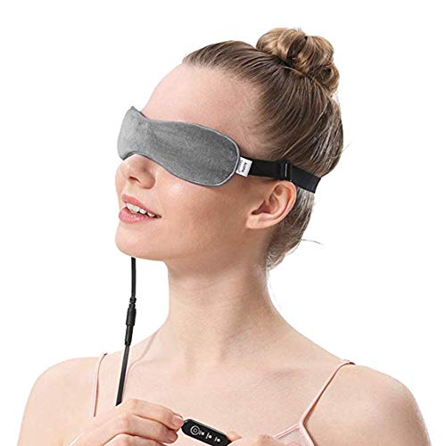 Máscara eléctrica climatizada de ojos, máscara de ojos húmedas calentadas con linaza, caliente Terapia para desatascar las glándulas, aliviar el síndrome del ojo seco,blefaritis,hinchada ojeras,Gris