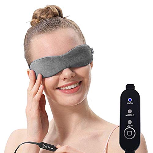 Máscara eléctrica climatizada de ojos, máscara de ojos húmedas calentadas con linaza, caliente Terapia para desatascar las glándulas, aliviar el síndrome del ojo seco,blefaritis,hinchada ojeras,Gris