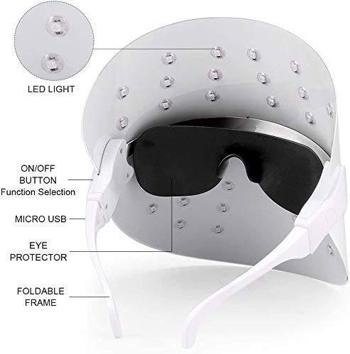 Máscara facial antiacné para terapia con luz led, terapia de fotones FT350 contra el acné, para el rejuvenecimiento de la piel, reduce granos e inflamaciones con luz azul/roja/naranja
