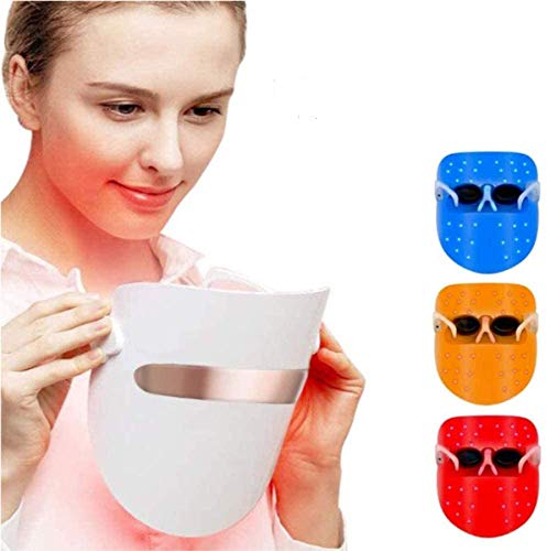 Máscara facial antiacné para terapia con luz led, terapia de fotones FT350 contra el acné, para el rejuvenecimiento de la piel, reduce granos e inflamaciones con luz azul/roja/naranja