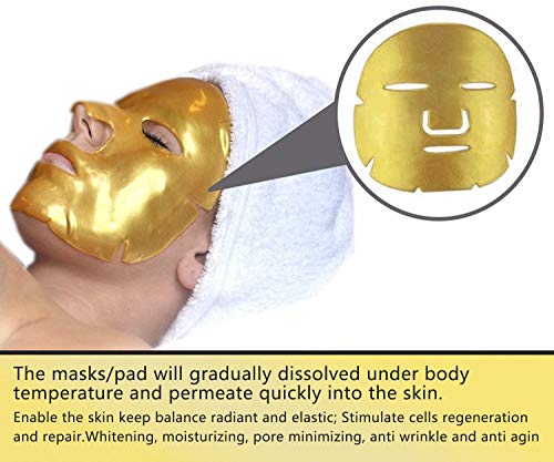 MáScara Facial De Cristal De ColáGeno BiolóGico De Oro 24K Quilates: 7 MáScaras Faciales + 7 MáScaras De Ojos + 7 MáScaras De Labios. Cuidado De La Piel Antienvejecimiento, Antiarrugas, Hidratante