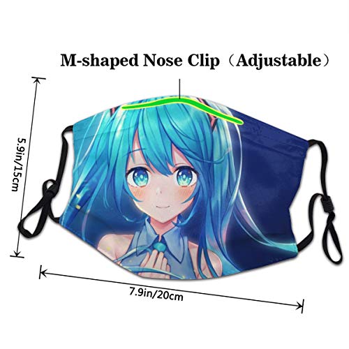 Máscara facial Hatsune Miku lavable reutilizable, para proteger la cara de la boca bandana pasamontañas máscara de polvo unisex gran regalo