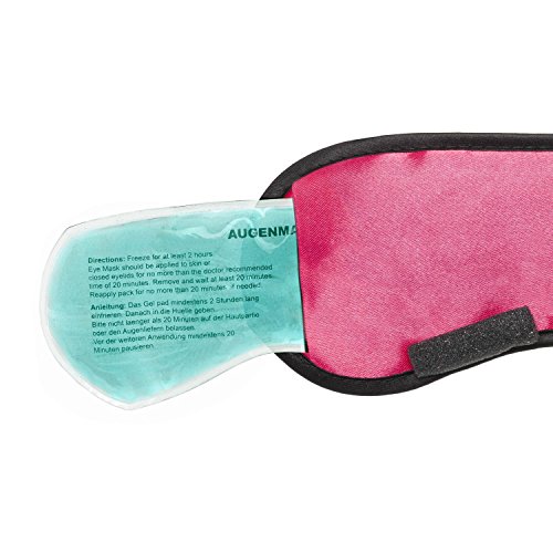 Máscara para dormir con almohada para enfriar los ojos Gafas para dormir con banda de goma ajustable y sensación de seda La almohada para enfriar ayuda con las migrañas (Rojo)