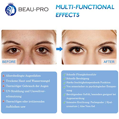 Máscara para los ojos, Mascarilla Antiarrugas Almohadillas antienvejecimiento Colágeno Gel Ojos con polvo de perla y ácido hialurónico para círculos oscuros arrugas líneas finas 60 parches