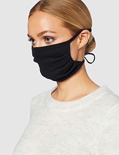 Máscara reutilizable de Oscar Apparels, 100% algodón con sello de BCI (Better Cotton Initiative) y Cinta Ajustable, Negra Adulto (10 pack)