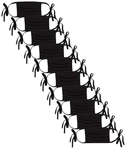 Máscara reutilizable de Oscar Apparels, 100% algodón con sello de BCI (Better Cotton Initiative) y Cinta Ajustable, Negra Adulto (10 pack)