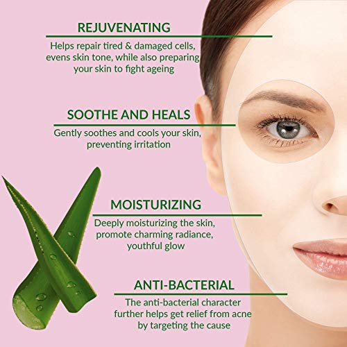Mascarilla coreana para el cuidado de la piel Aloe Vera Hidratante Profundo Anti-envejecimiento Anti-Arrugas Hidratación Profunda, Paquete de 10