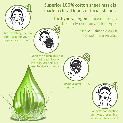 Mascarilla coreana para el cuidado de la piel Aloe Vera Hidratante Profundo Anti-envejecimiento Anti-Arrugas Hidratación Profunda, Paquete de 10