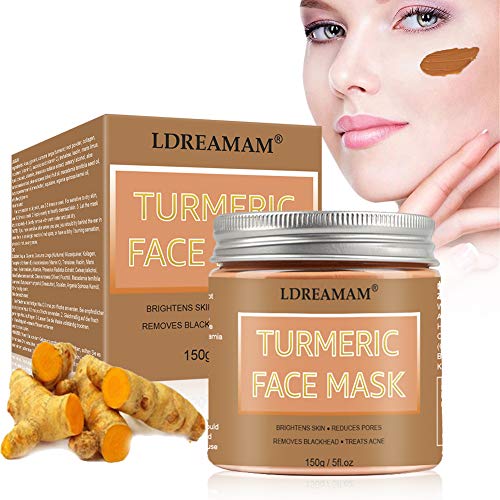 Mascarilla de arcilla cúrcuma, Mascarillas Hidratantes, Mascarilla exfoliante facial, limpieza profunda y refinación de poros, Reduce puntos negros, espinilla y grano de acné