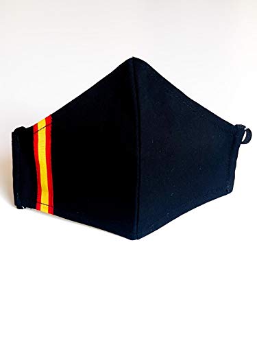 Mascarilla Higiénica multifunción, reutilizable, protección contra el polvo, algodón, talla M, MA02.NE1 NEGRA BANDERA DE ESPAÑA 1 CINTA