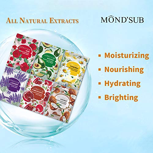 Mascarilla Hojas Por MOND'SUB-The Ultimate Collection para cada piel Día Condición de Día Las máscaras faciales de la piel Preocupaciones-Nutriente y refrescantes e Iluminadora -Natural Frutas y Esenc