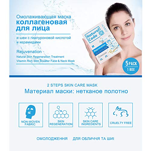 Mascarillas faciales hidratantes y rejuvenecedoras naturales Vitmin para rostro y cuello, 360 cuidados faciales, llenos de colágeno y coenzima Q10,