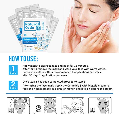 Mascarillas faciales hidratantes y rejuvenecedoras naturales Vitmin para rostro y cuello, 360 cuidados faciales, llenos de colágeno y coenzima Q10,